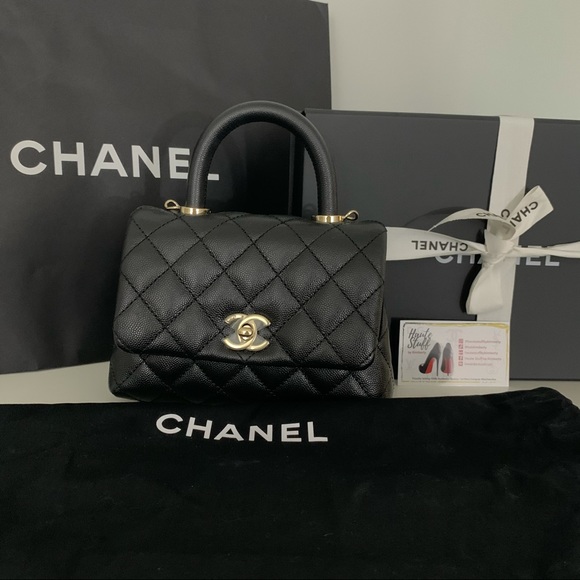 NEW 20K Chanel Mini Coco Handle Flap Black Caviar - Picture 7 of 10
